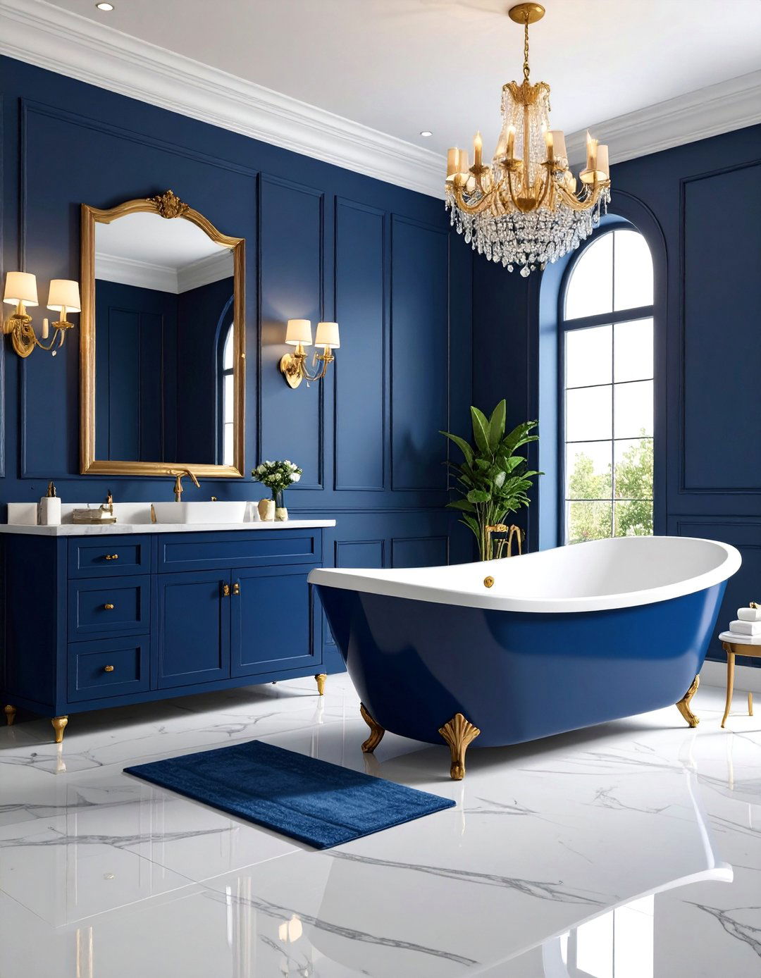 Midnight Blue Master Bathroom - 25 Luxury Interior Design Ideas