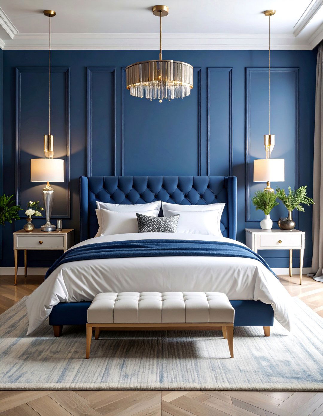Midnight Blue Sanctuary with Silver Accents - 25 Moody Blue Bedroom Ideas