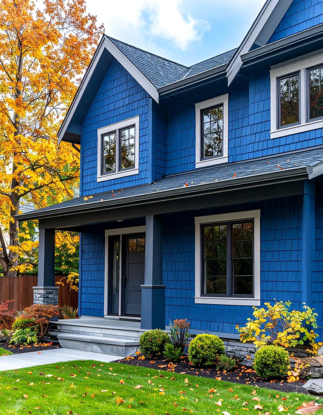 Midnight Blue Shake with Charcoal Gray Trim - 25 Midnight Blue & Dark Blue House Siding Colors