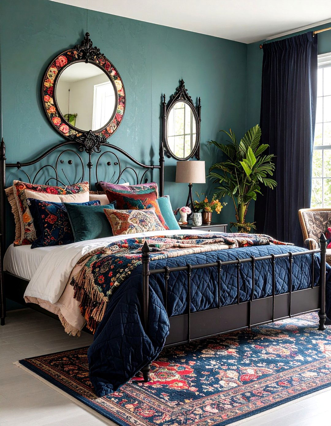 Midnight Boho Bedroom with Gothic Canopy - 25 Gothic Boho Decor Ideas