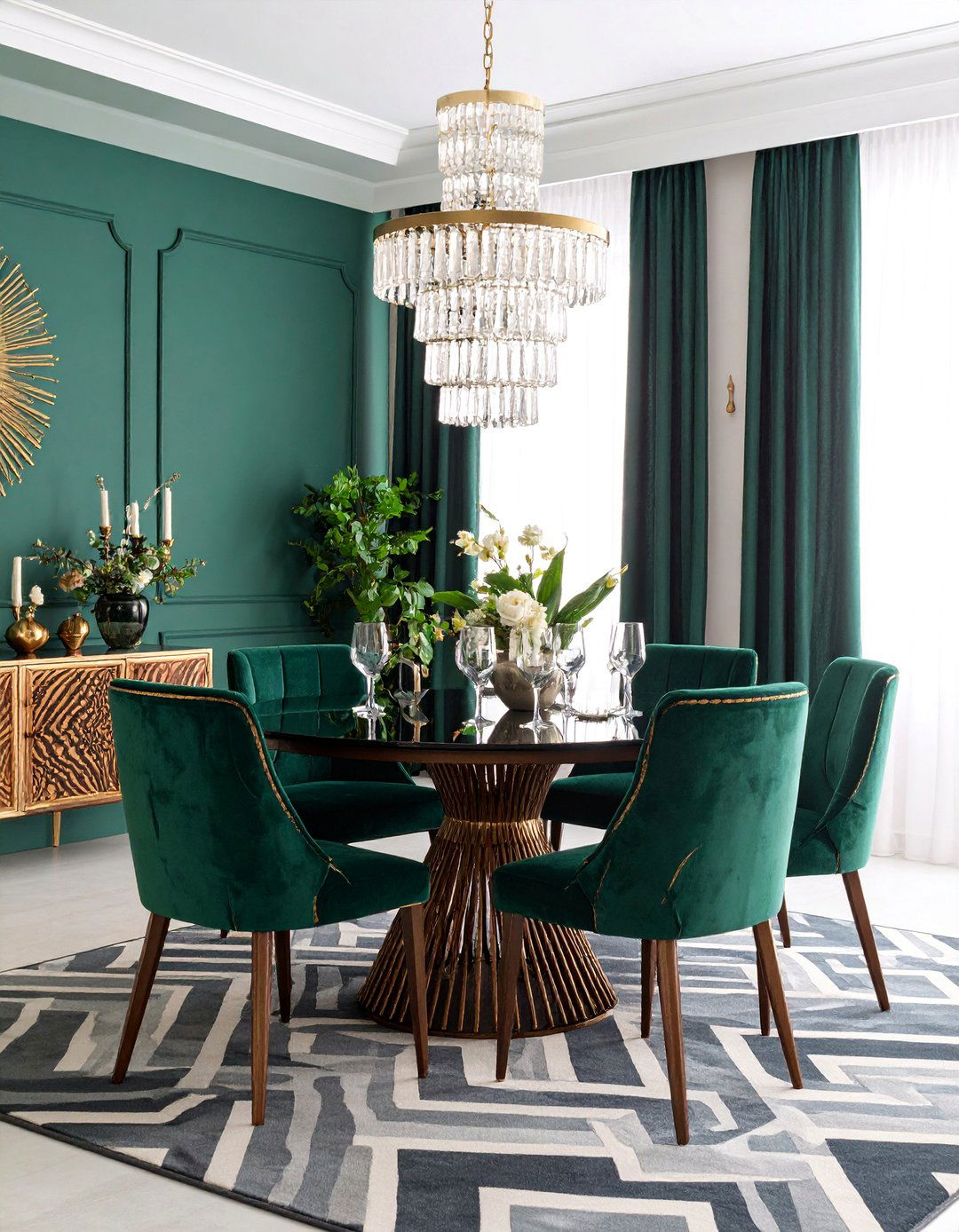 Midnight Emerald Art Deco Dining Room - 25 Art Deco Dining Room Ideas