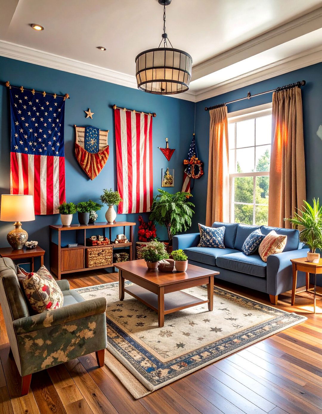 Military Theme Man Cave with Patriotic Elements - 25 Man Cave Design Ideas