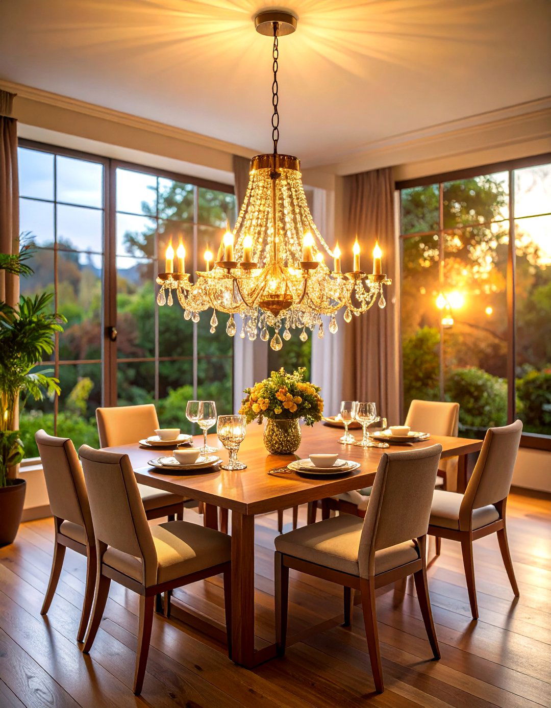 Mini Crystal Chandelier with Warm LED Technology - 25 Small Dining Room Lighting Ideas