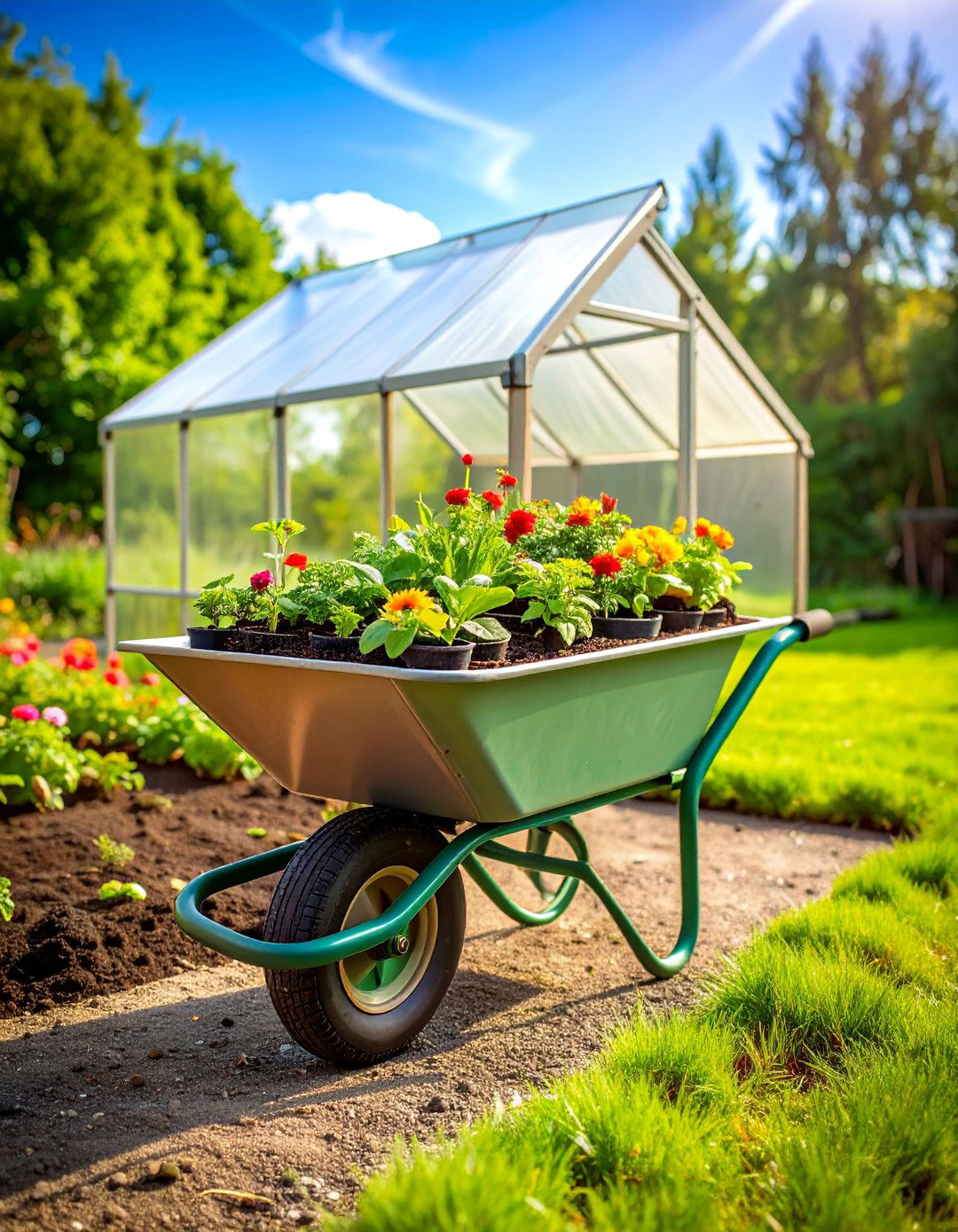 Mini Greenhouse Seedling Starter - 25 Old Wheelbarrow Ideas