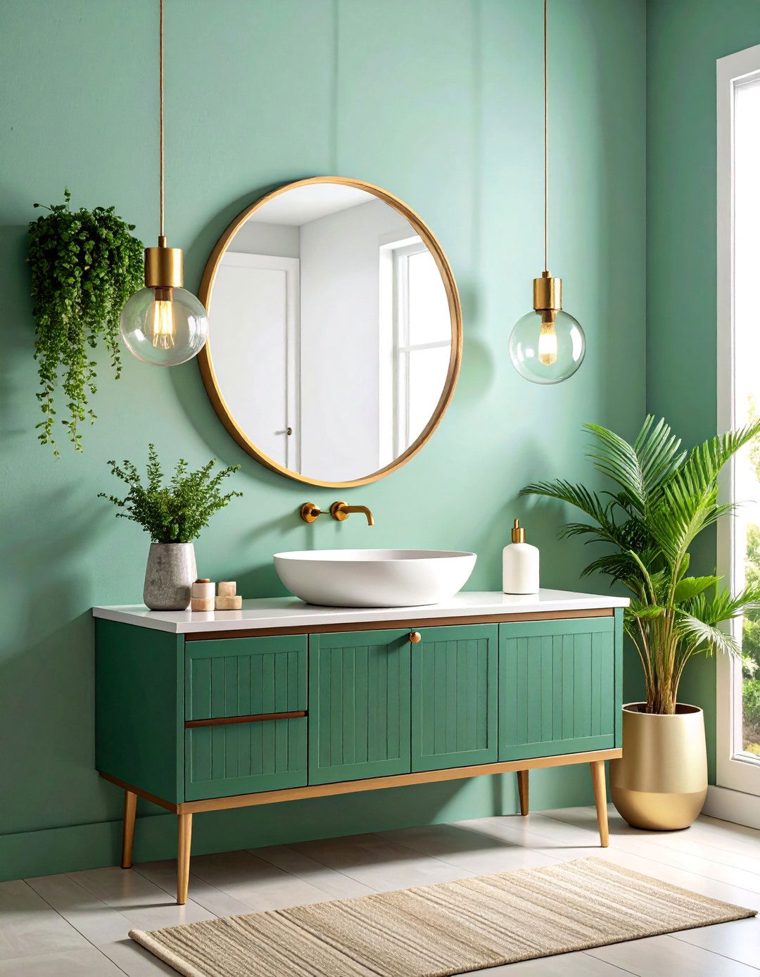 Mini Pendant Light Above Floating Vanity - 25 Small Bathroom Lighting Ideas