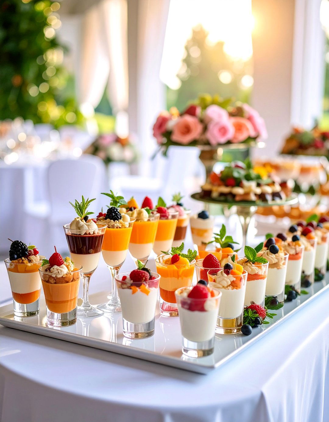 Miniature Dessert Shooters Display - 25 Wedding Food Ideas