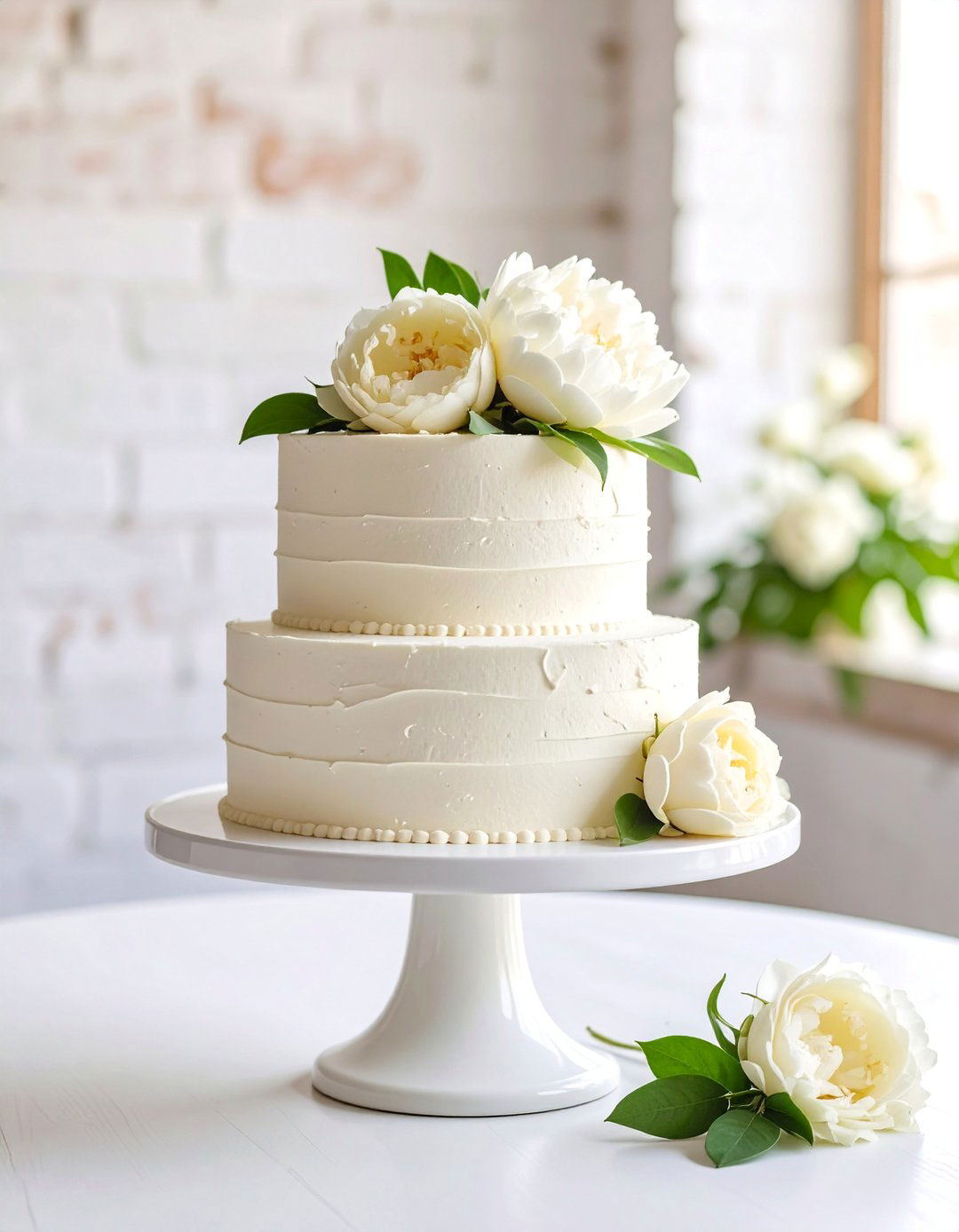 Minimalist All White Small Wedding Cake - 25 Small Wedding Cake Ideas