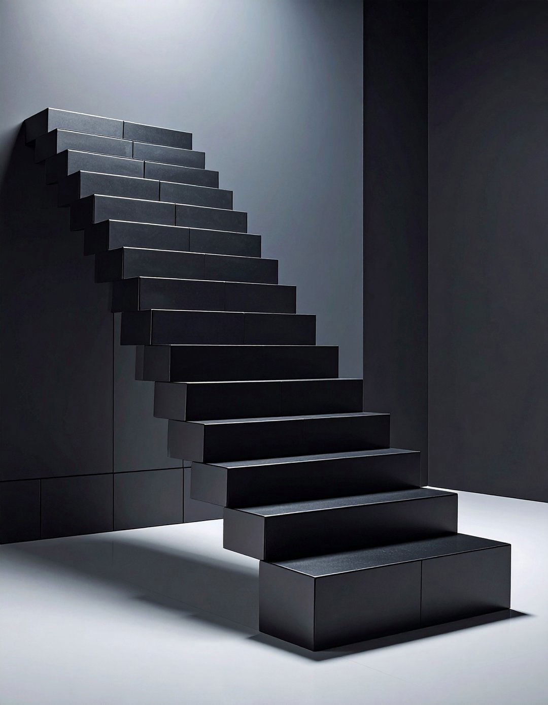 Minimalist Black Box Staircase Configuration - 25 black staircase ideas