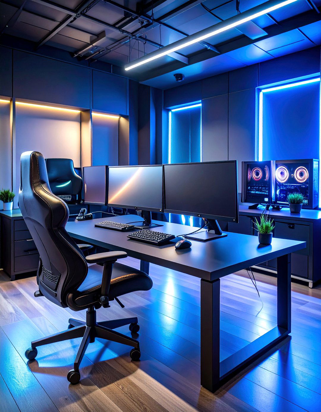 Minimalist Black Gaming Battlestation - 25 Black Gaming Room Ideas