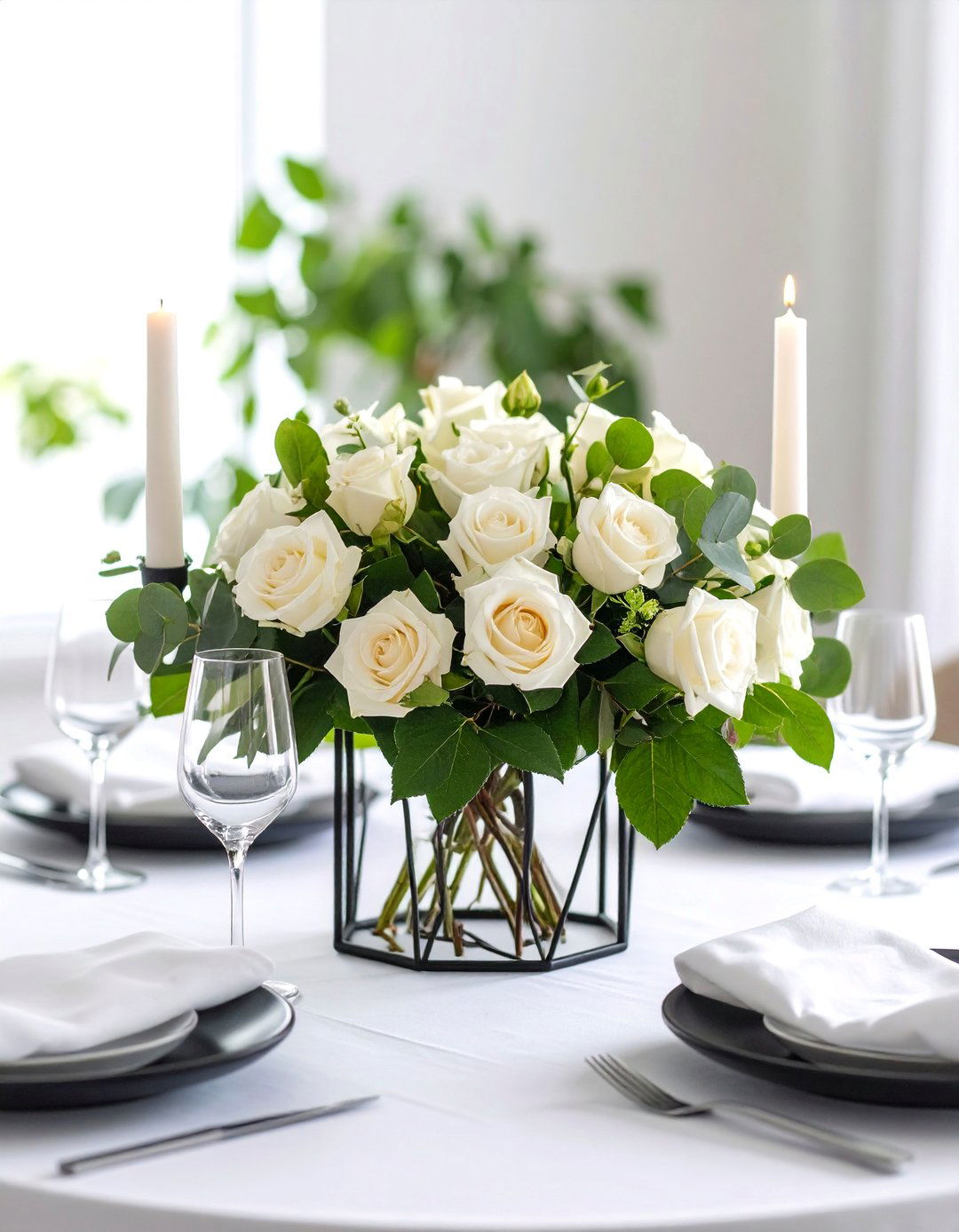 Minimalist Black Iron Contemporary Lantern Centerpiece - 25 Lantern Centerpiece Ideas