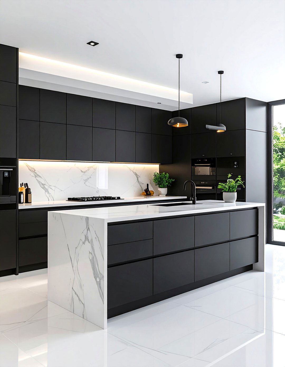 Minimalist Black Kitchen with Hidden Storage Solutions - 25 kitchens with beautiful black cabinets