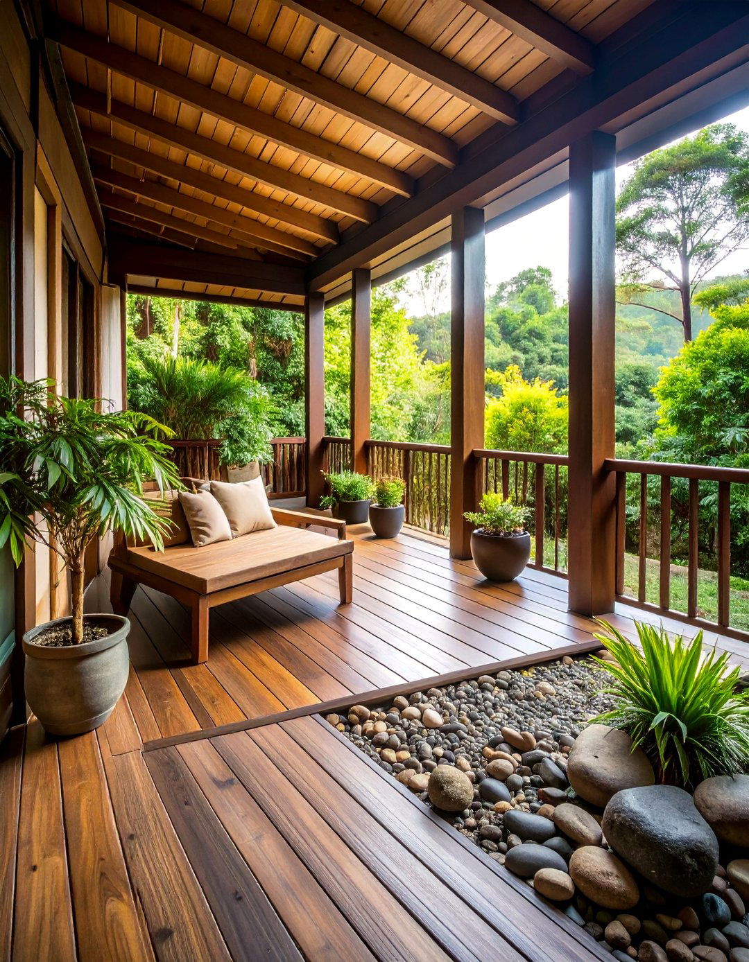 Minimalist Black Porch with Zen Elements - 25 Black Porch Ideas