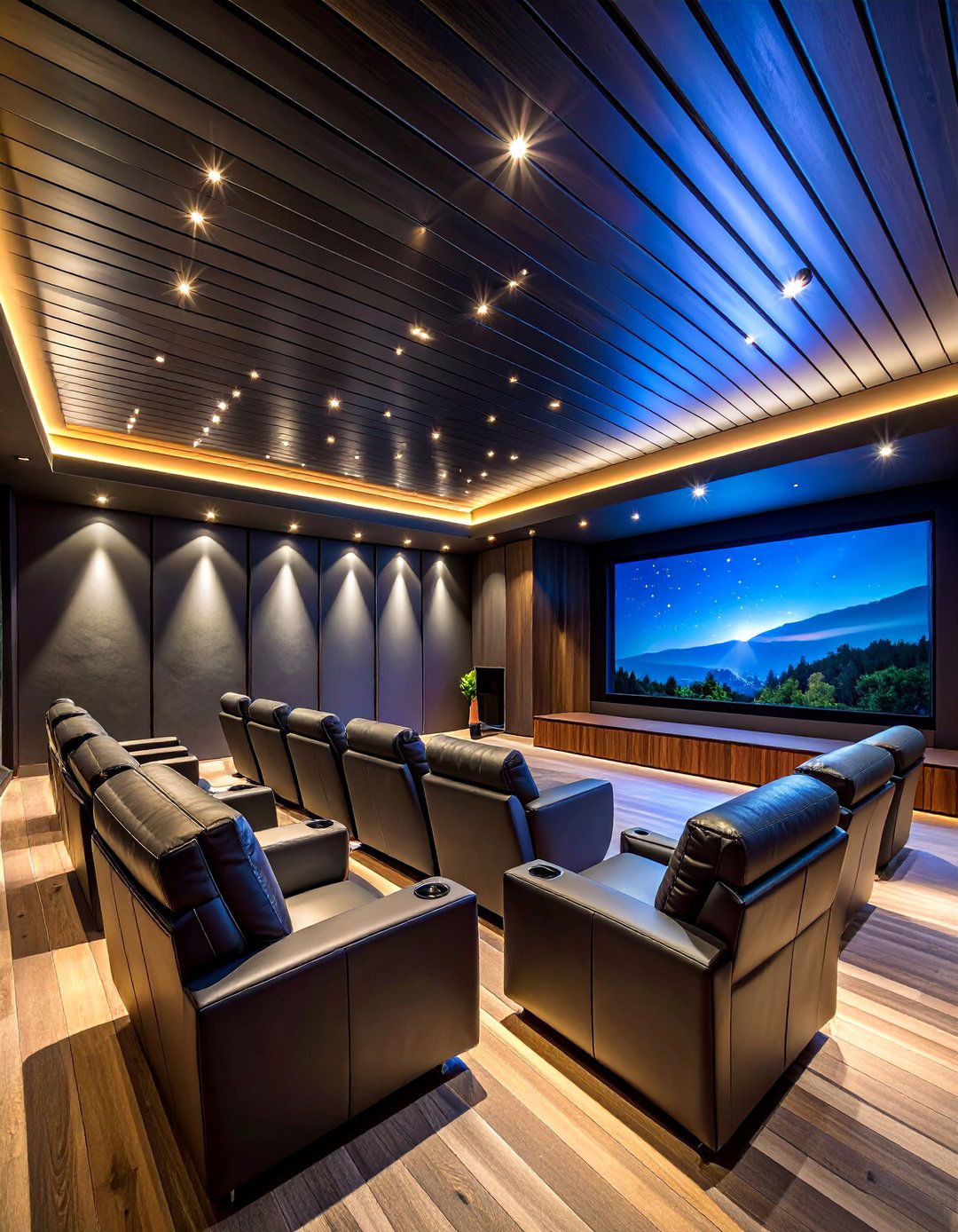 Minimalist Black Tin Ceiling Home Theater - 25 Tin Ceiling