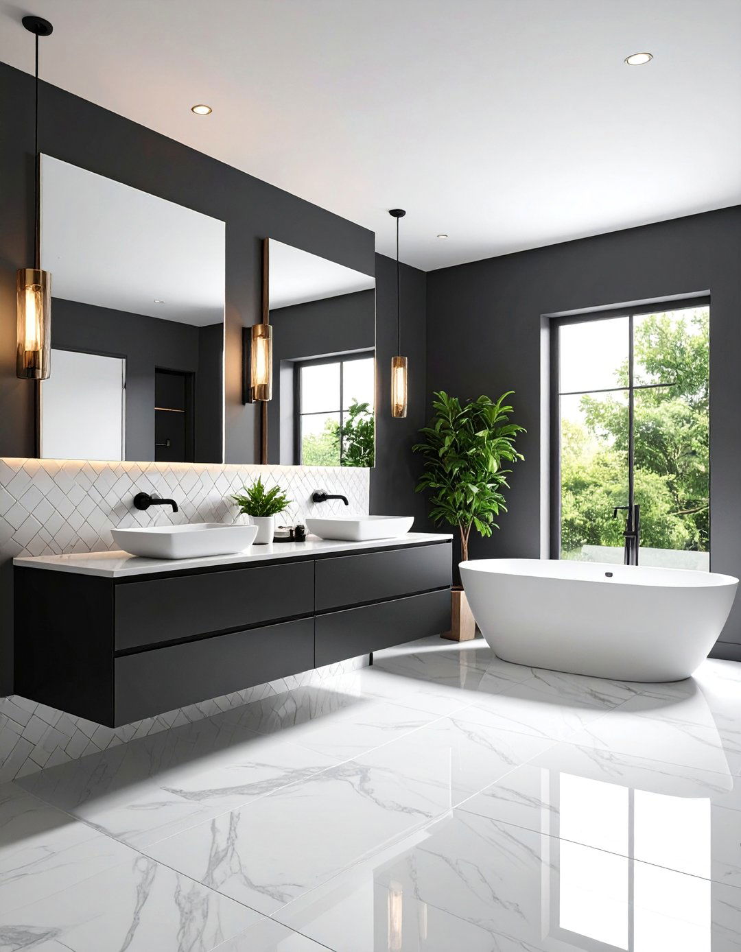 Minimalist Bold Barndominium Bathroom with Statement Contrasts - 25 Barndominium Bathroom Ideas