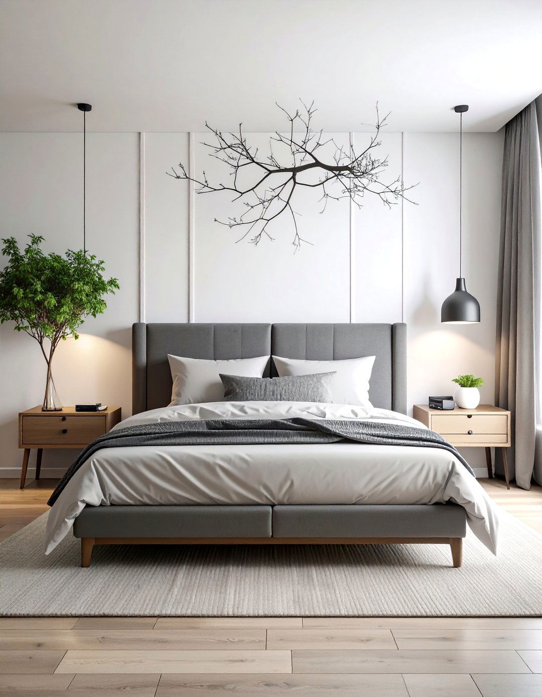 Minimalist Branch Silhouettes - 25 Bedroom Wallpaper Ideas