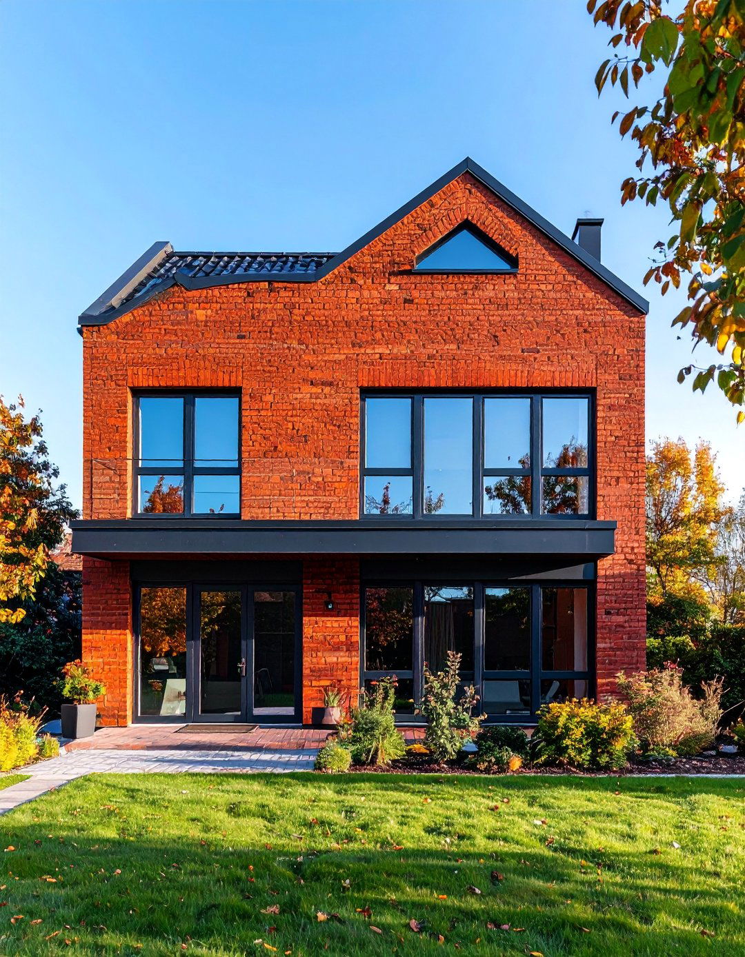 Minimalist Brick Facade with Steel Elements - 25 Minimalist House Exterior Ideas