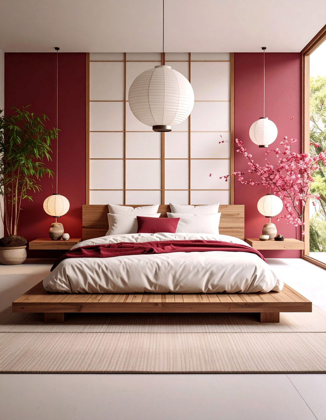 Minimalist Burgundy Zen - 25 Burgundy Bedroom Ideas