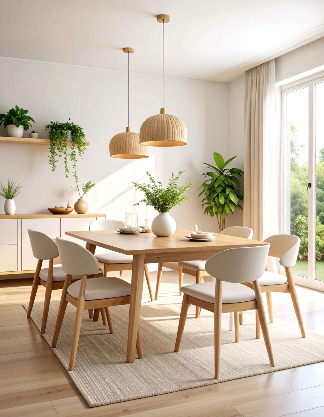 Minimalist Casual Dining Room with Natural Materials - 25 Casual Dining Room Ideas