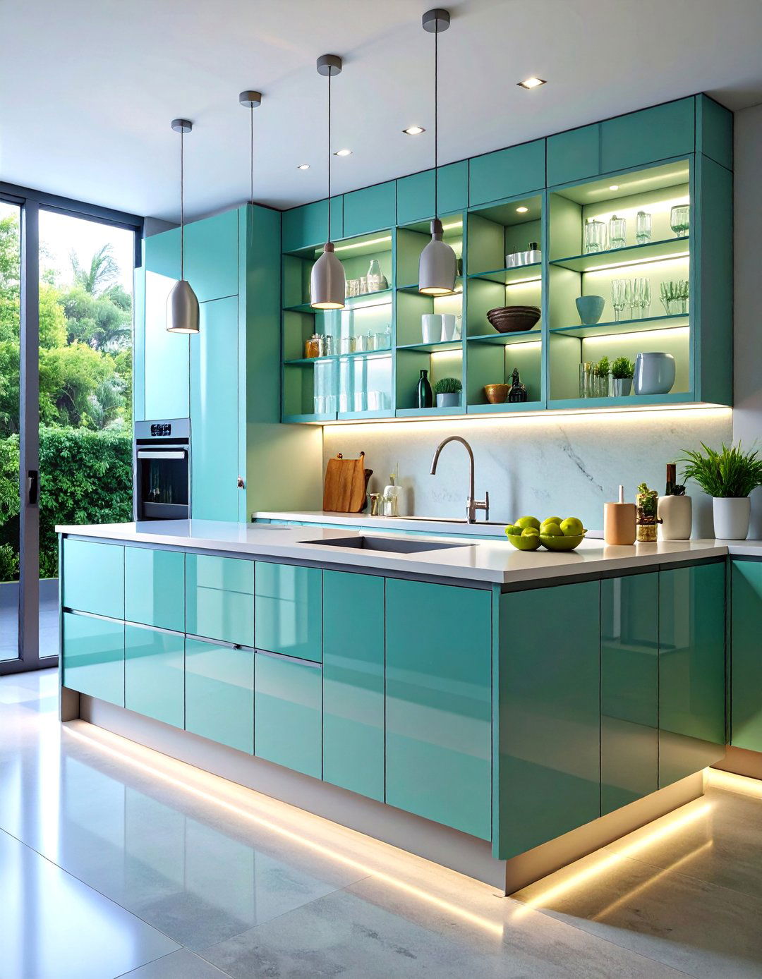 Minimalist Clear Glass Upper Cabinets - 25 Modern Style Glass Kitchen Cabinets