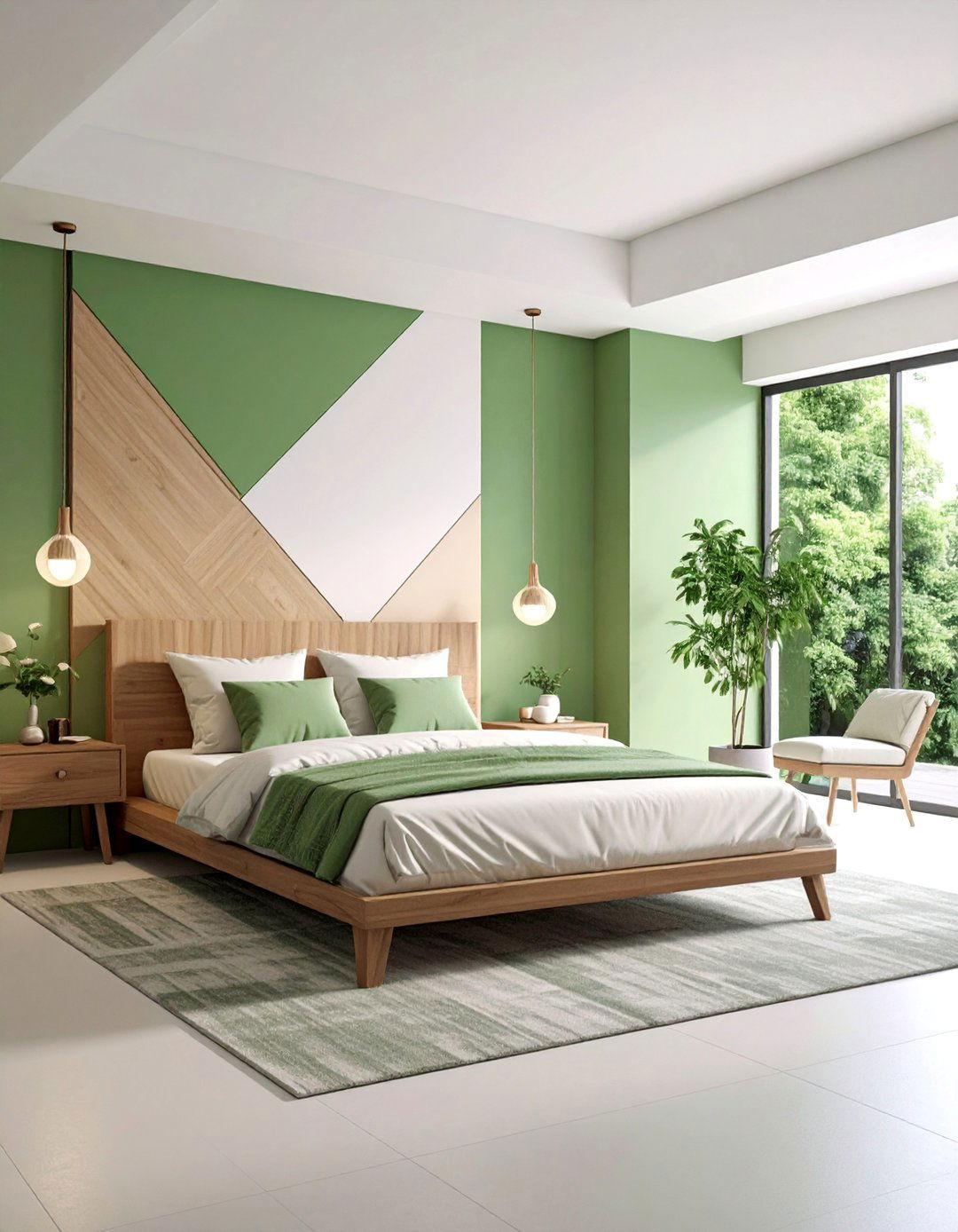 Minimalist Color Blocked Paint Design - 25 No Headboard Ideas