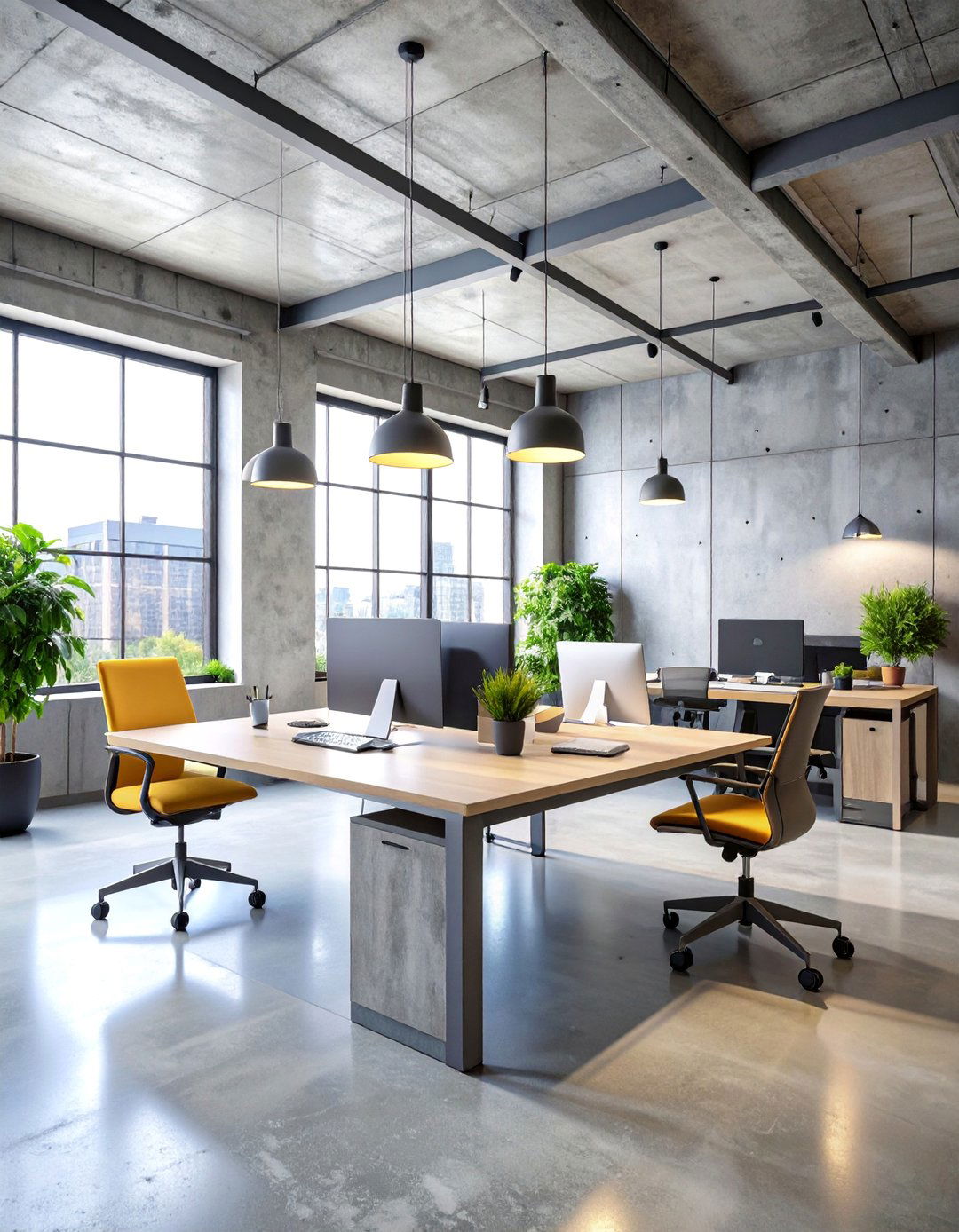 Minimalist Concrete Industrial Workspace - 25 Office Wallpaper Ideas