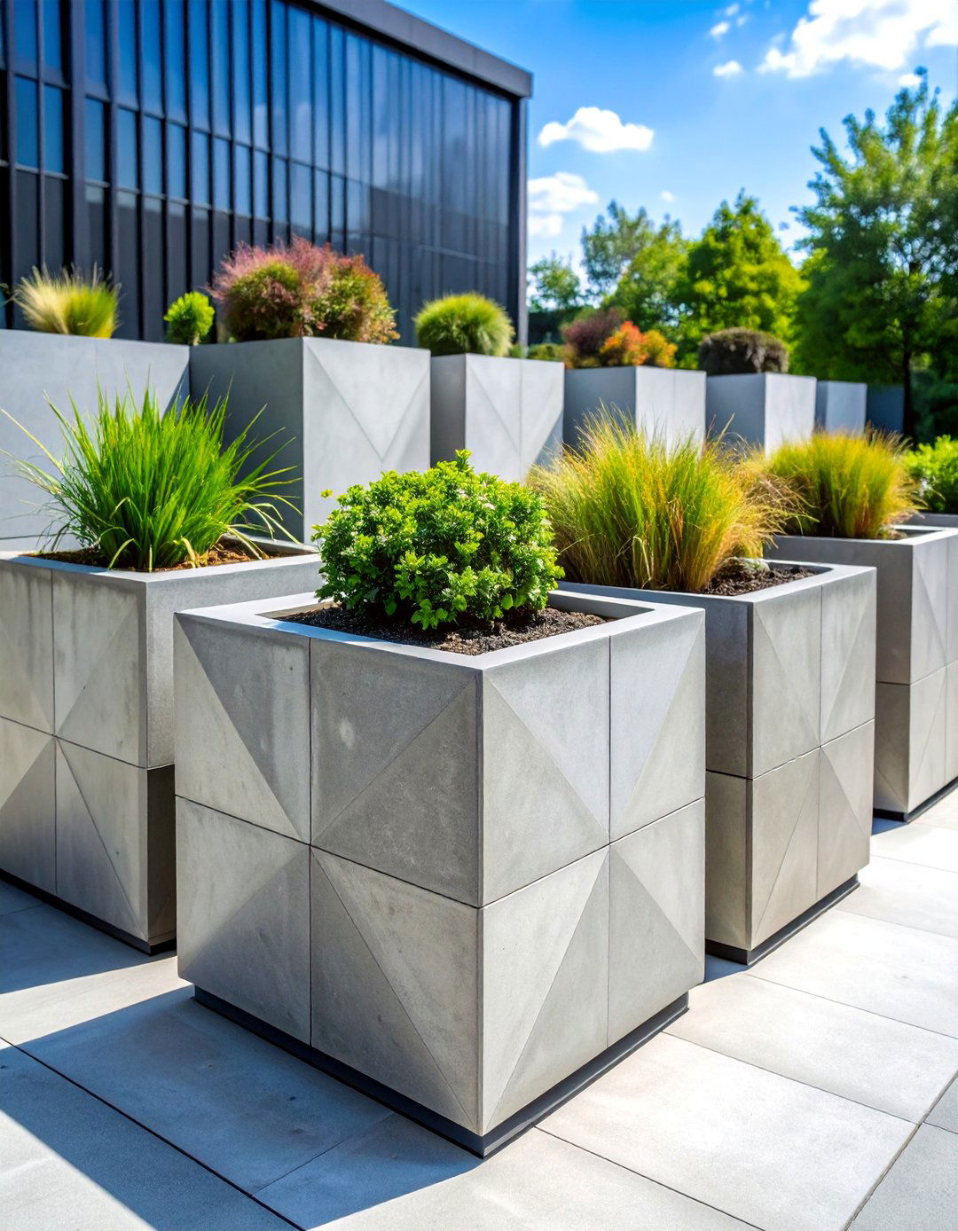 Minimalist Concrete Planters - 25 Concrete Garden Ideas