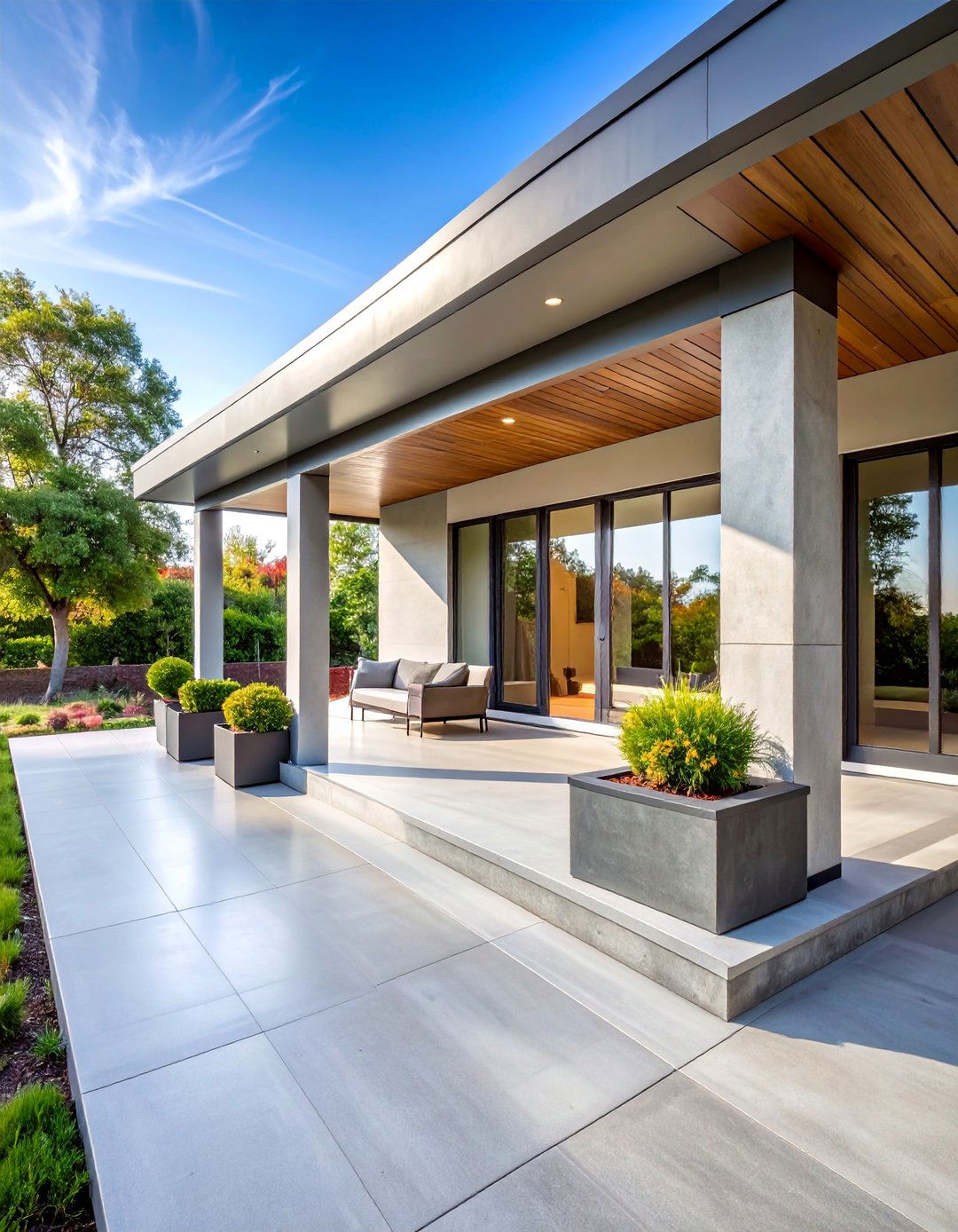 Minimalist Concrete Porch Platform - 25 Raised Ranch Front Porch Ideas