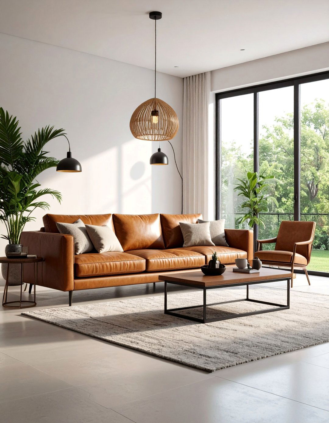 Minimalist Contemporary Living Room with Clean Lines - 25 Brown Leather Couch Living Room Ideas