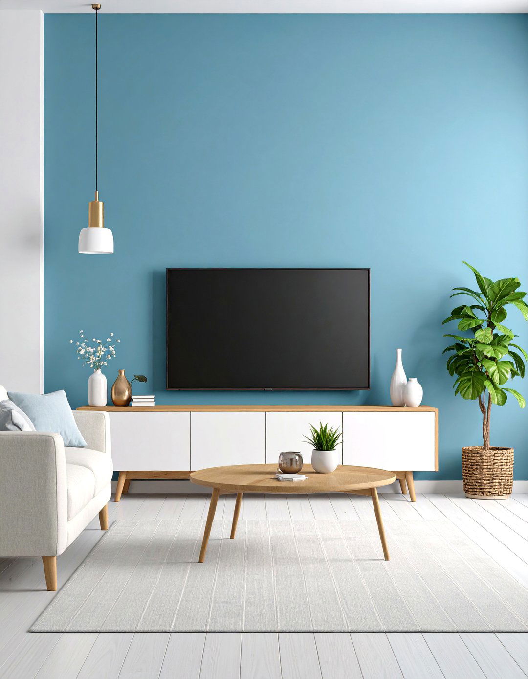 Minimalist Dark Accent Wall Setup - 25 Small Living Room Ideas With Tv