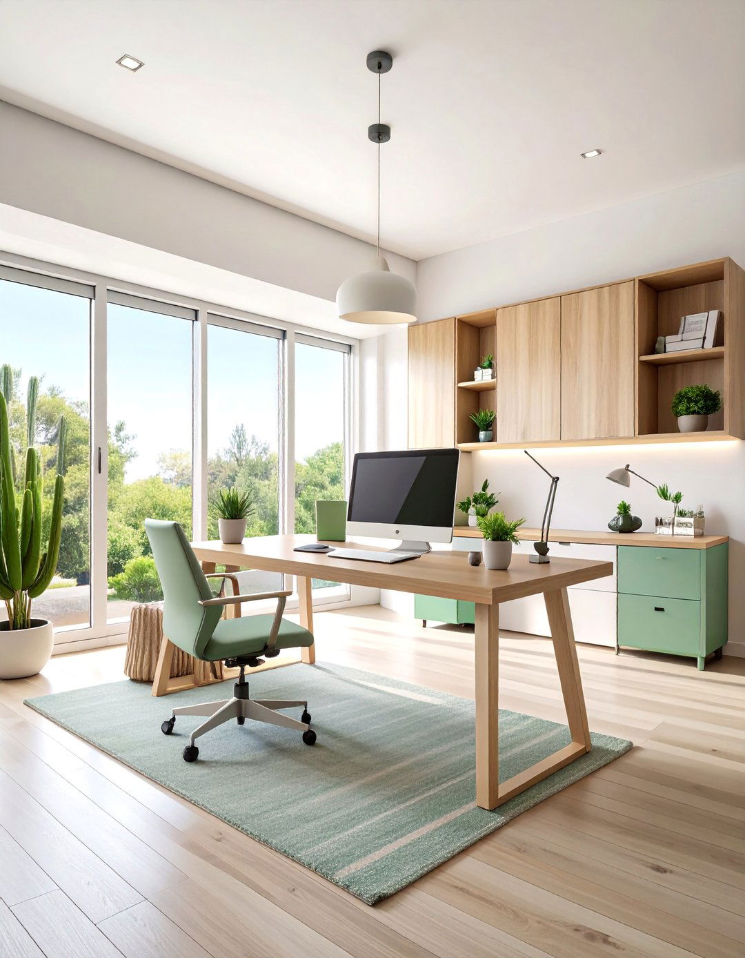 Minimalist Desert Home Office with Sage Accents - 25 Desert Themed Room Ideas