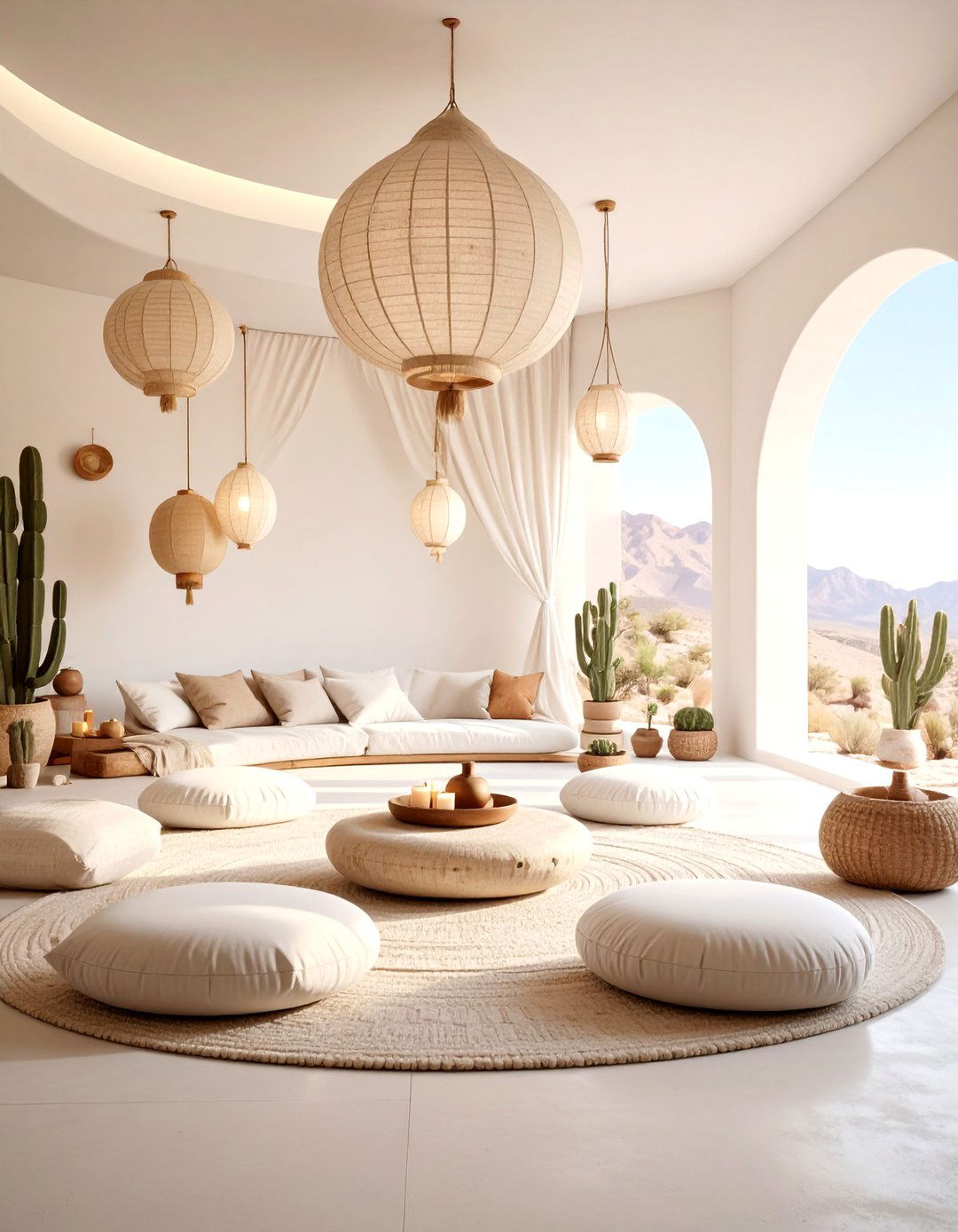 Minimalist Desert Meditation Room with Natural Elements - 25 Desert Themed Room Ideas