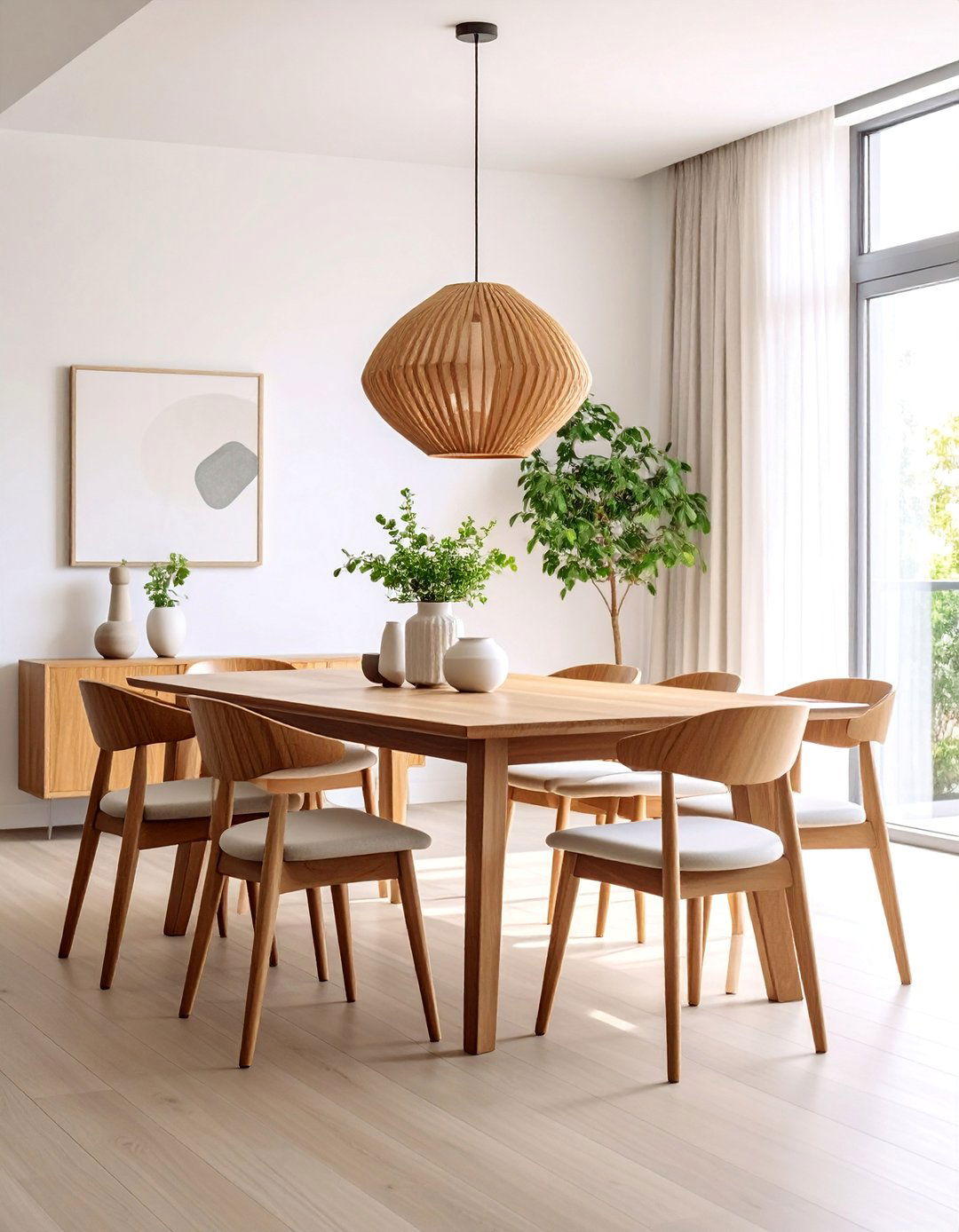 Minimalist Dining Room with Statement Lighting - 25 Mid-century Modern Dining Rooms