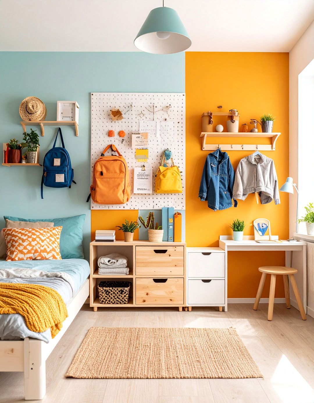 Minimalist Dorm with Pegboard Organization - 25 Minimalist Dorm Room Ideas