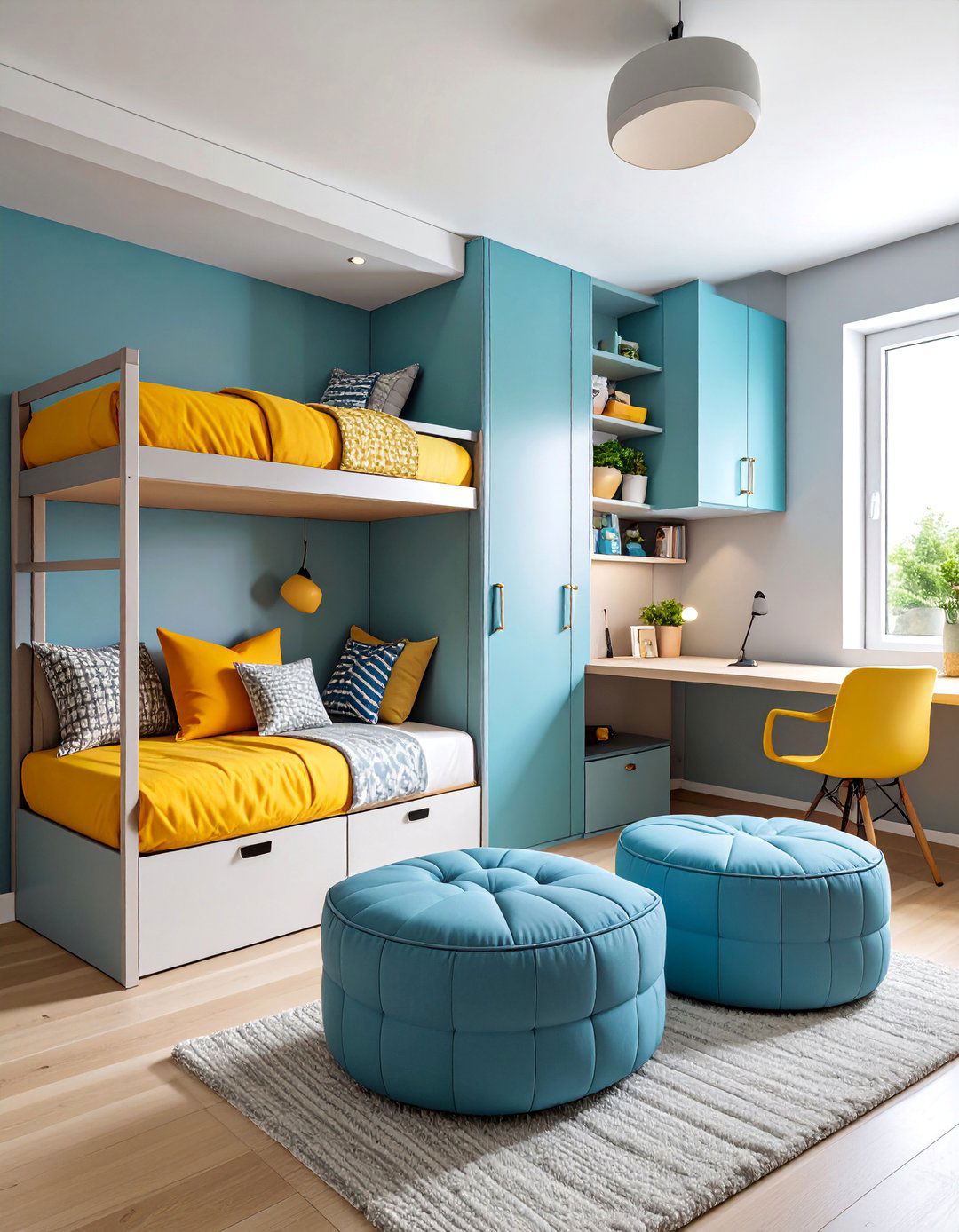 Minimalist Dorm with Storage Ottomans - 25 Minimalist Dorm Room Ideas