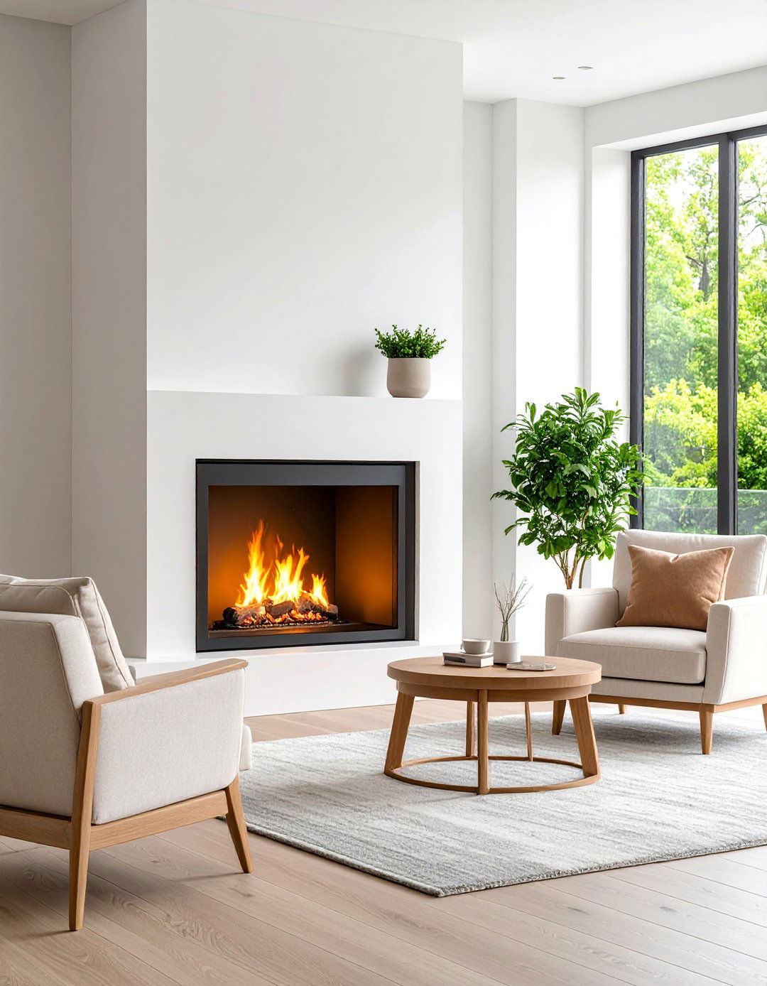 Minimalist Double Sided Fireplace with Clean Lines - 25 Double-sided Fireplace Ideas