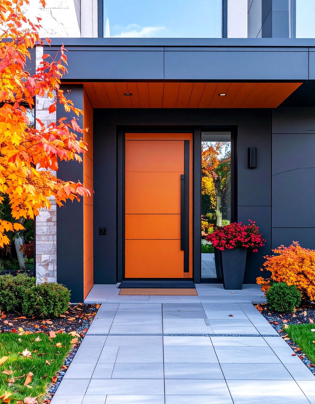 Minimalist Entrance with Pivot Door - 25 Minimalist House Exterior Ideas