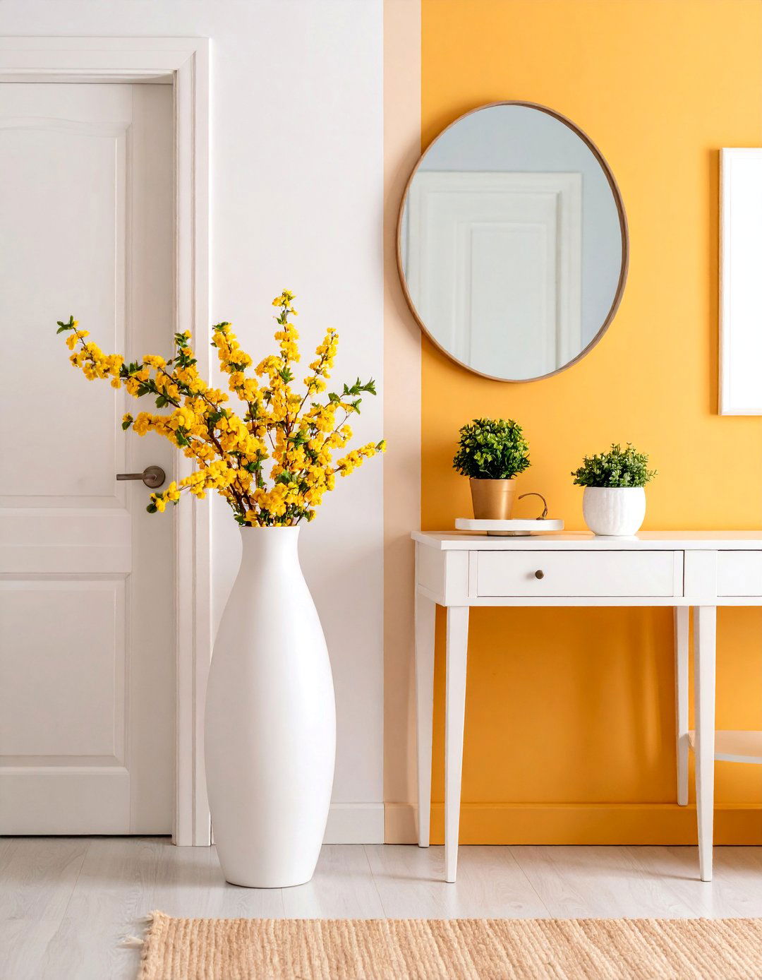 Minimalist Entryway with Single Statement Branch - 25 Spring Decor Ideas