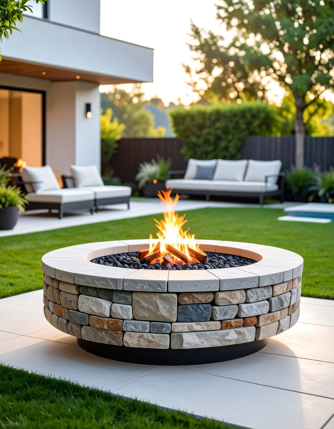 Minimalist Flagstone Fire Pit with Clean Lines - 25 Flagstone Fire Pit Ideas