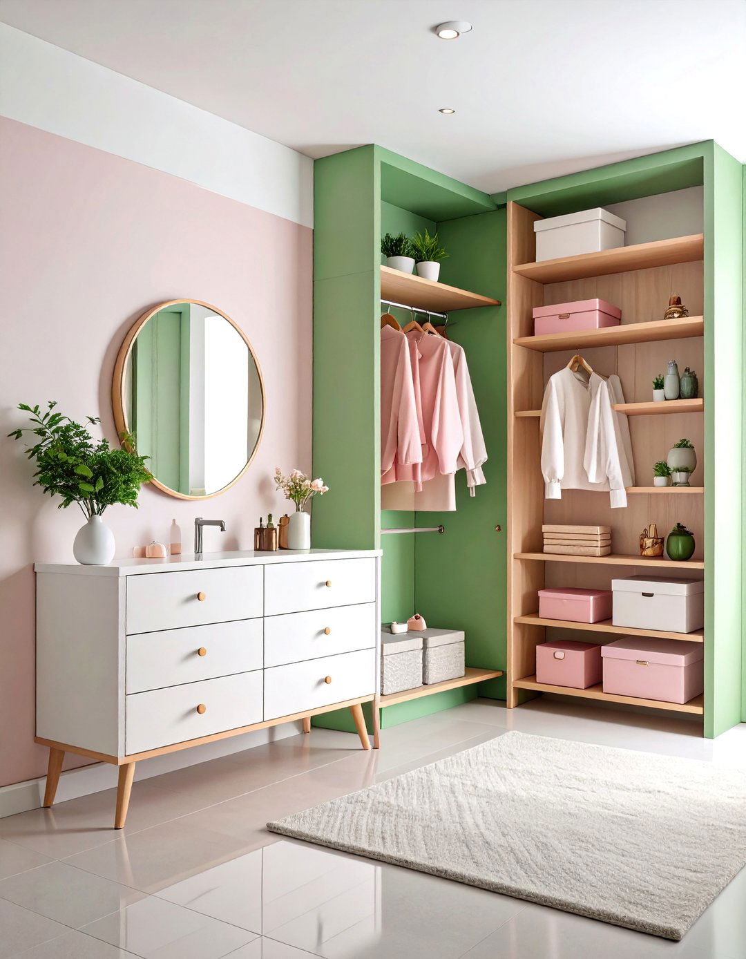 Minimalist Floating Corner Dressing Room - 25 Small Dressing Room Ideas