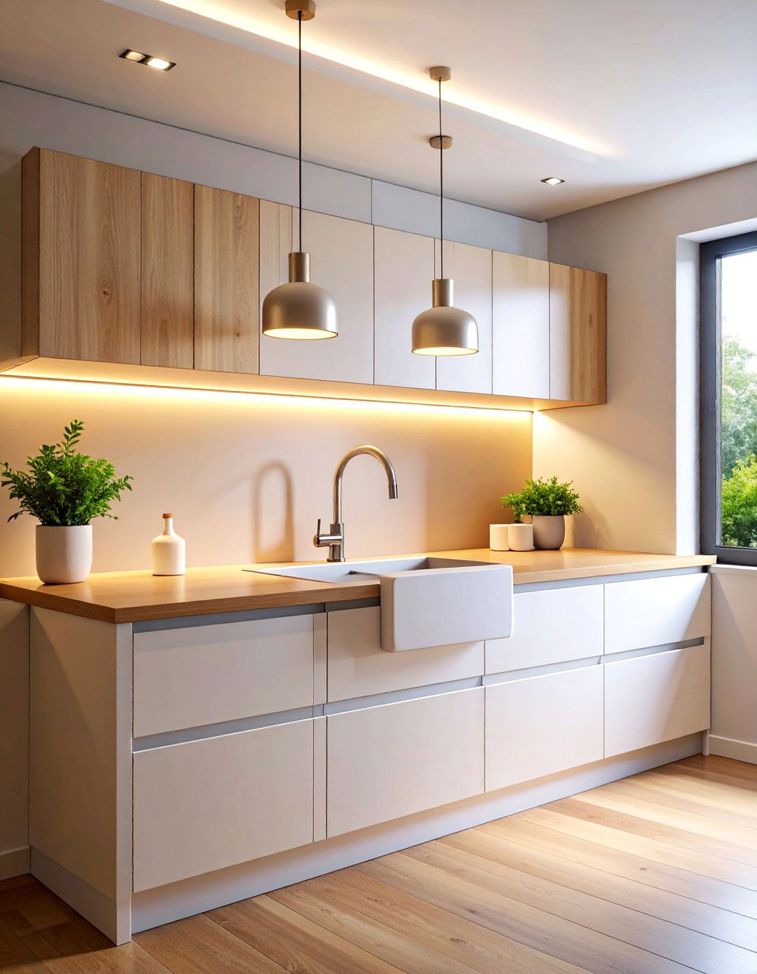 Minimalist Floating Panel LED Fixtures - 25 Kitchen Sink Lighting Ideas