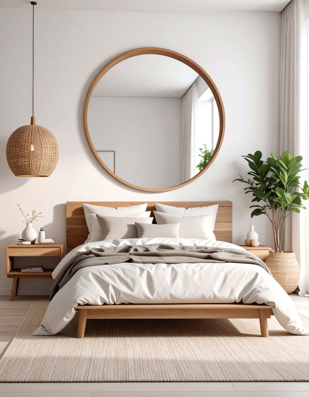 Minimalist Frameless Mirror Behind Nightstand - 25 Mirror Behind Nightstand Design Ideas