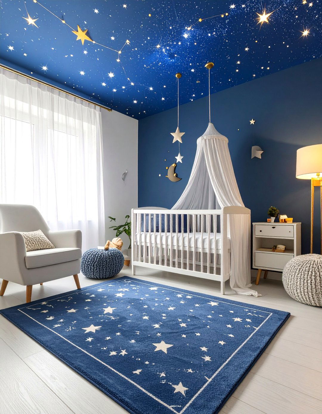 Minimalist Galaxy Nursery with Constellation Ceiling - 25 Star Wars Nursery Ideas