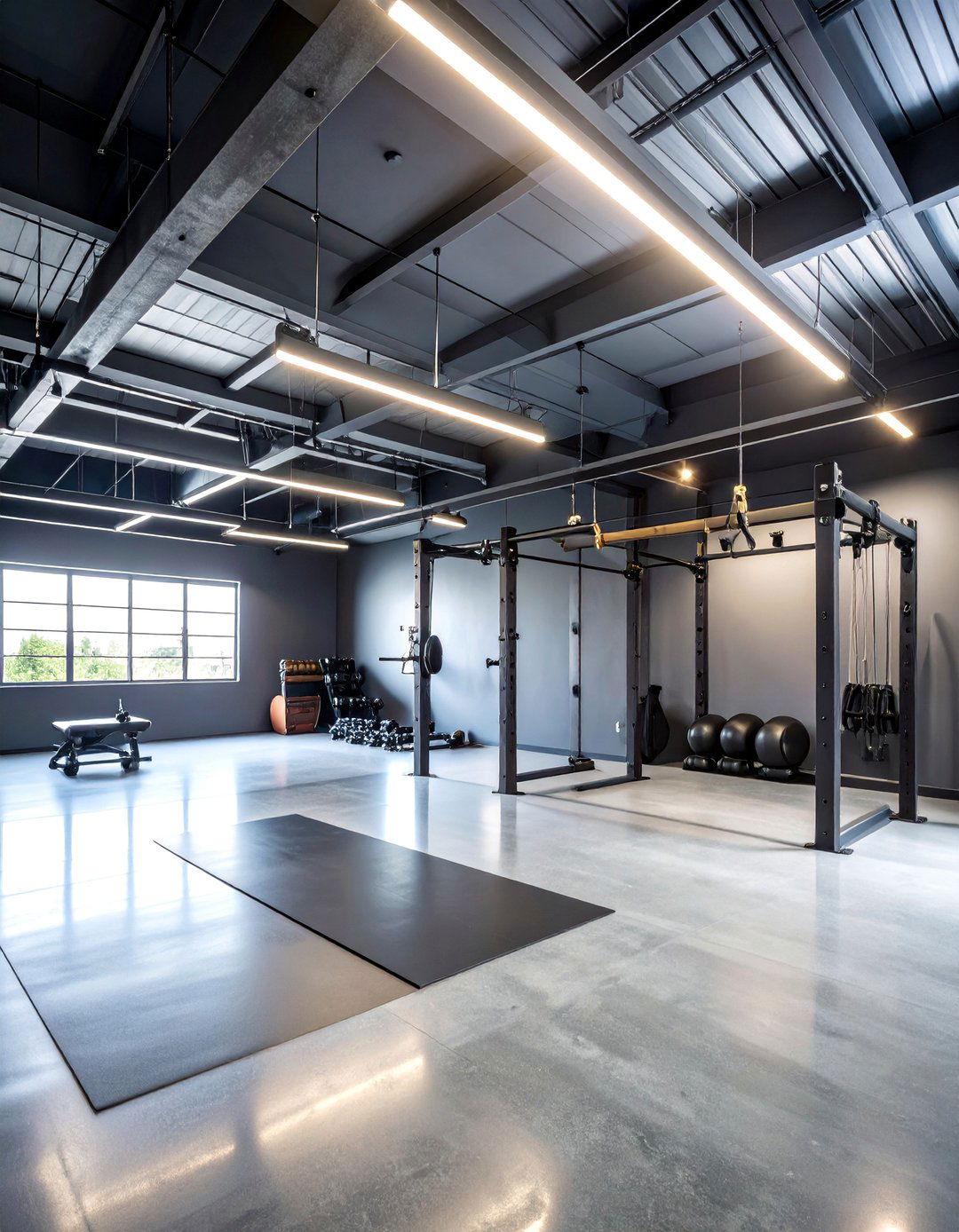 Minimalist Garage Gym with Industrial Touches - 25 Small Home Gym Ideas