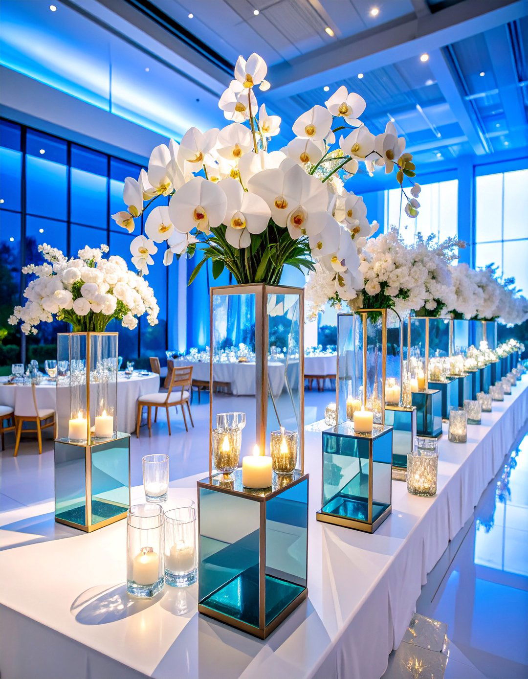 Minimalist Geometric Crystal and Candlelight Display - 25 Wedding Table Decoration Ideas