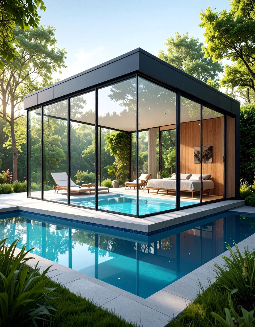 Minimalist Glass Box Contemporary Shelter - 25 Hot Tub Enclosure Ideas