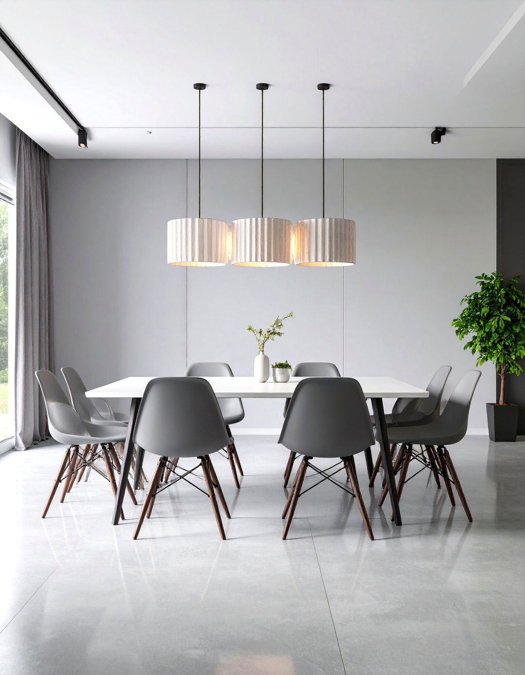 Minimalist Gray Dining Room with Clean Lines - 25 Gray Dining Room Ideas