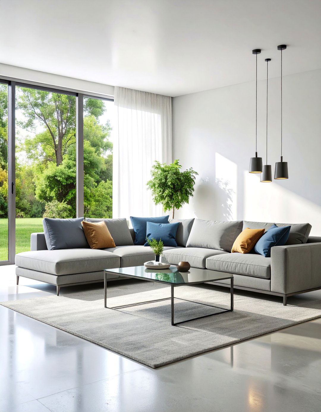 Minimalist Grey and White Living Room with Clean Geometric Lines - 25 Grey and White Living Room Ideas