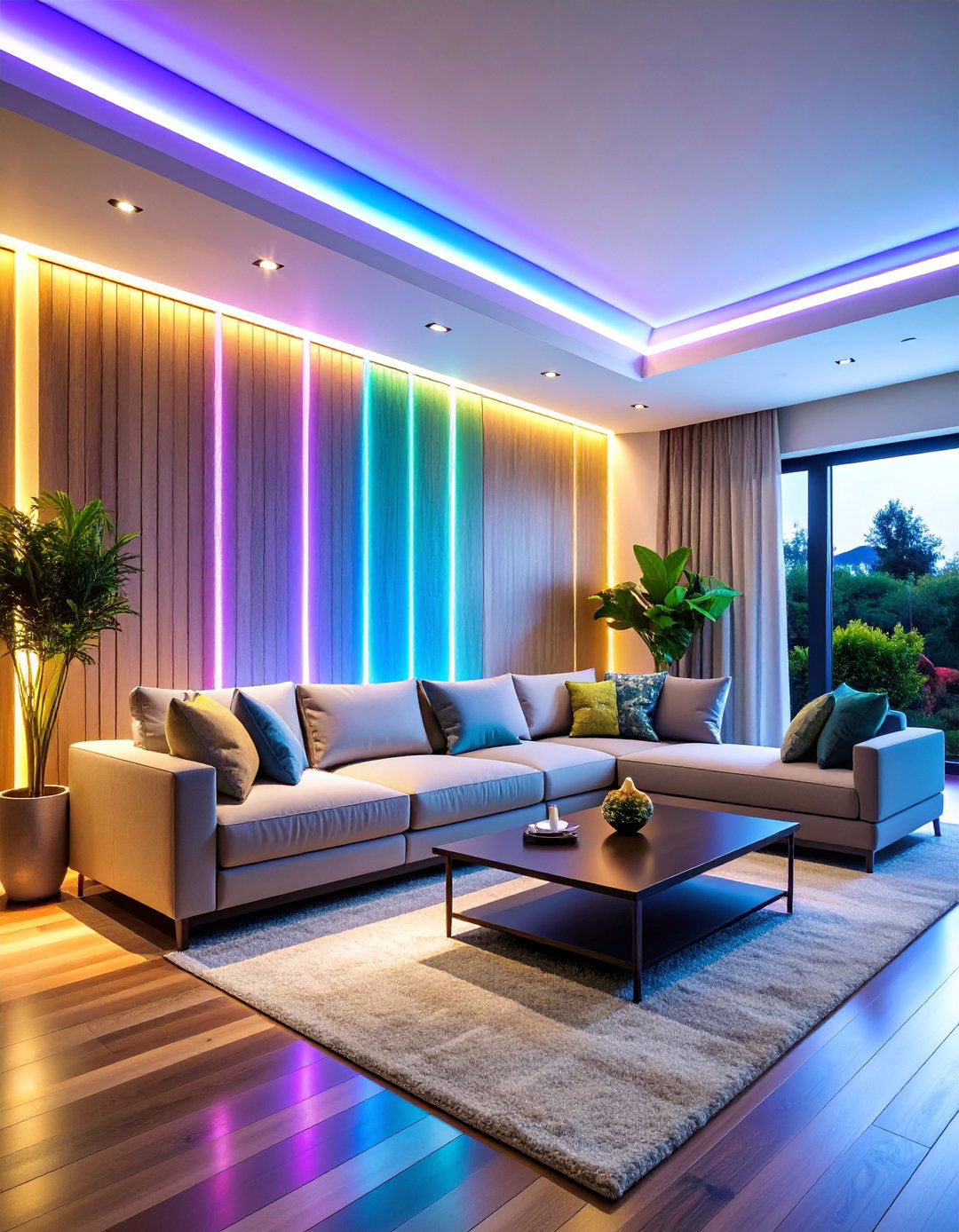 Minimalist Hidden Strip Lighting in Wall Grooves - 25 Living Room Wall Lighting Ideas