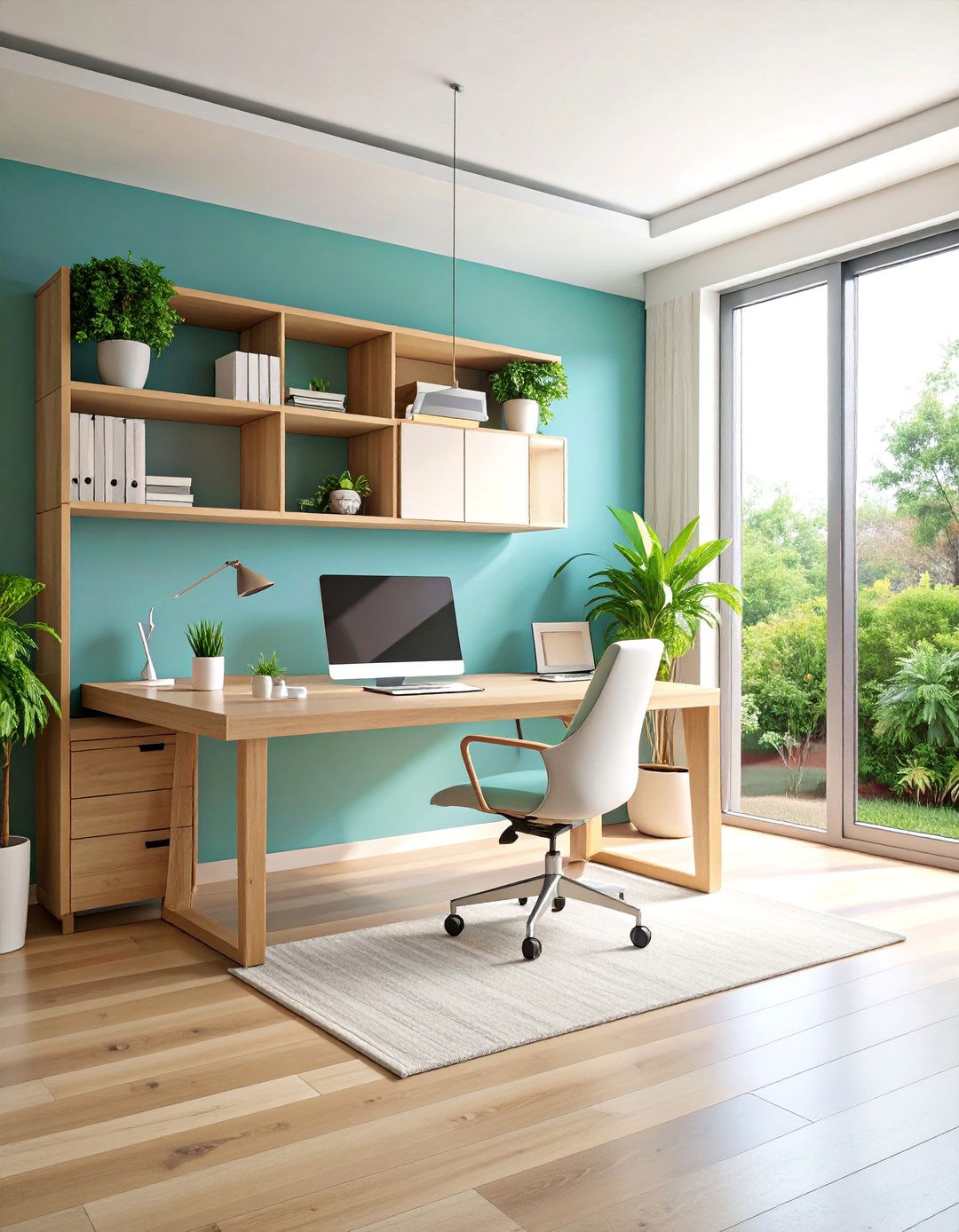 Minimalist Home Office with Built in Storage - 25 Minimalist Interior Design Ideas