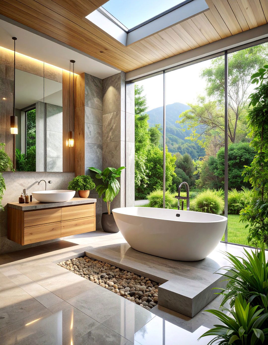 Minimalist Home Spa Bathroom with Natural Materials - 25 Minimalist Decorating Ideas